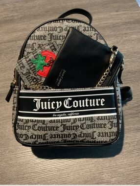 Juicy Couture Backpack with Red Strawberry Patch Wallet  3 Pieces